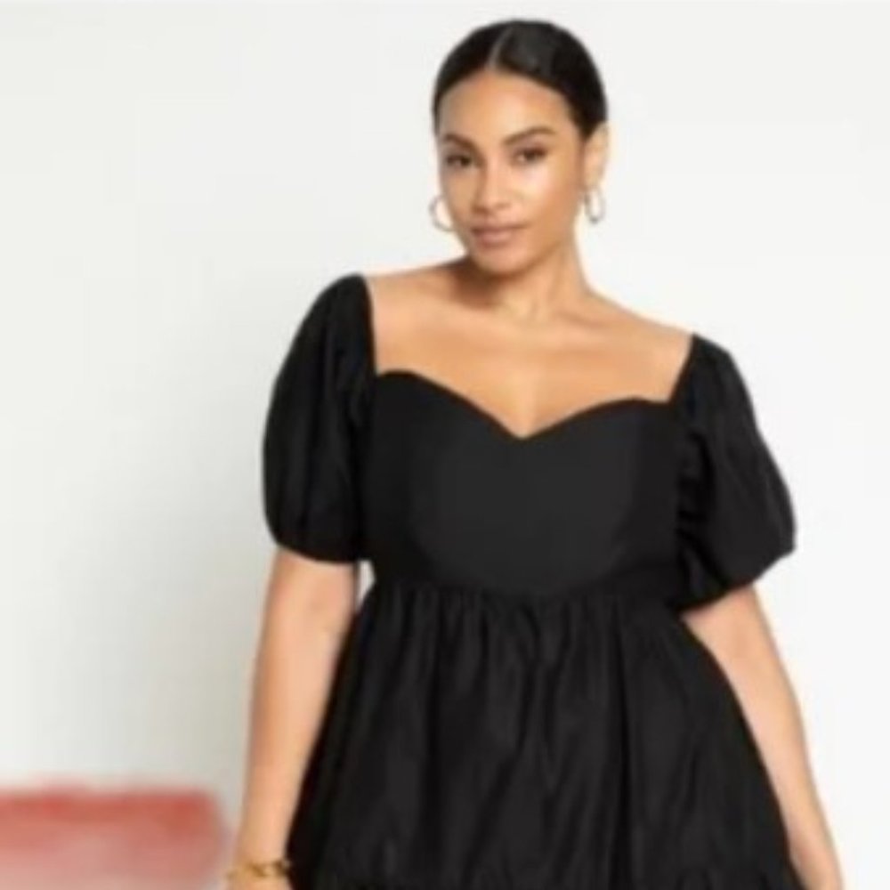 NWOT Eloquii Black Puff Sleeve Maxi Dress 26W